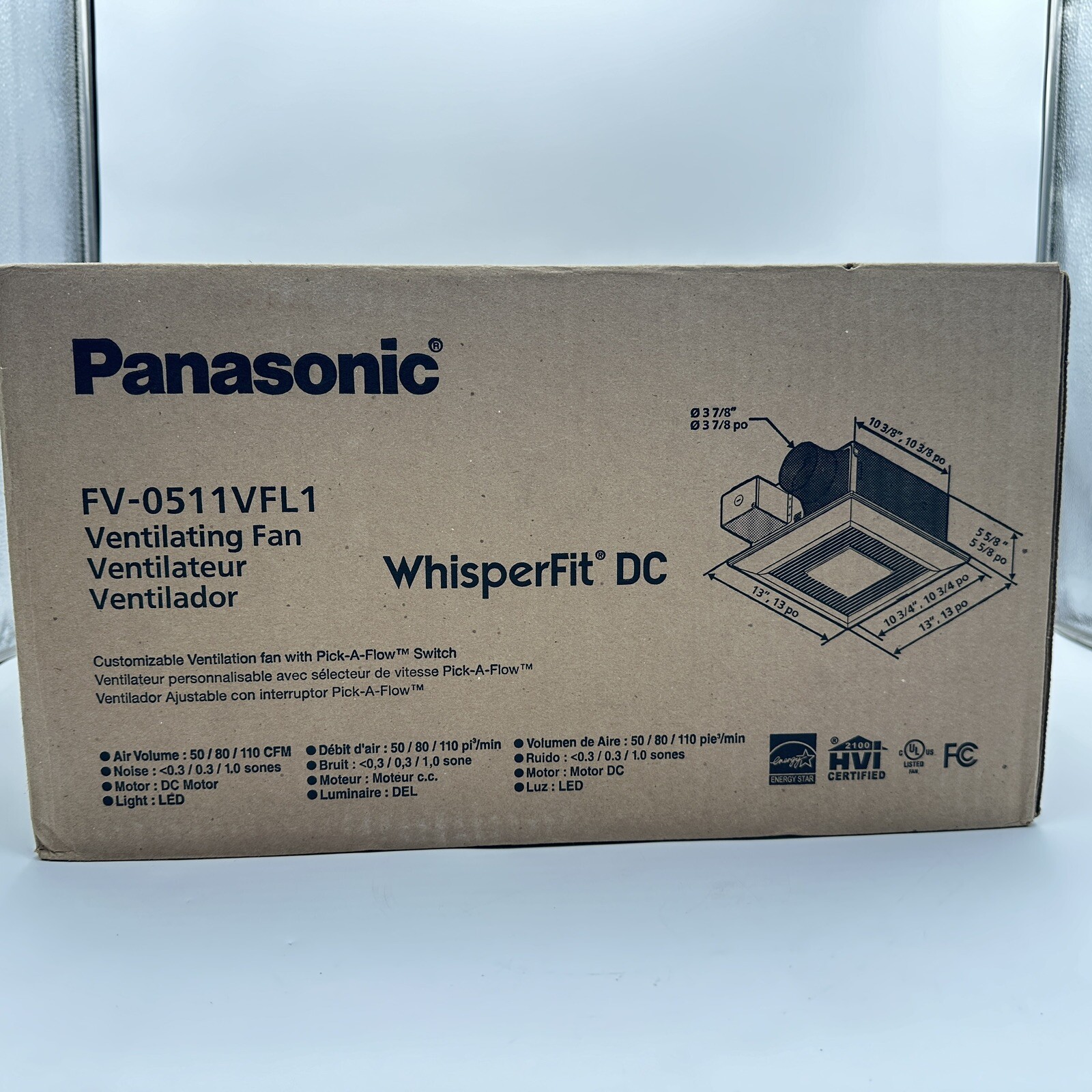 Panasonic FV-0511VFL1 Ventilating Bath Fan Exhaust WhisperFit w/Light ...