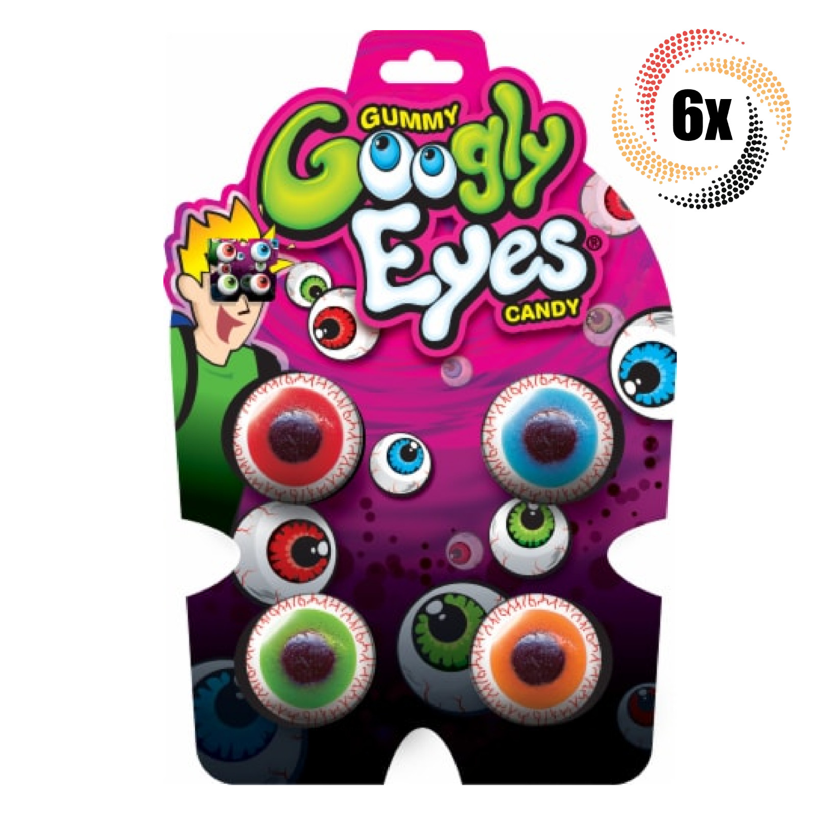 6 упаковок конфет Googly Eyes с различными вкусами Gummy Eyeballs | 1,97 унции