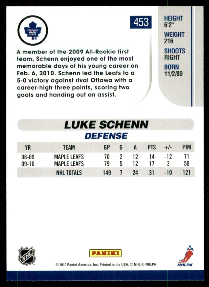 2010-11 Score Luke Schenn #453 - Image 2 of 2