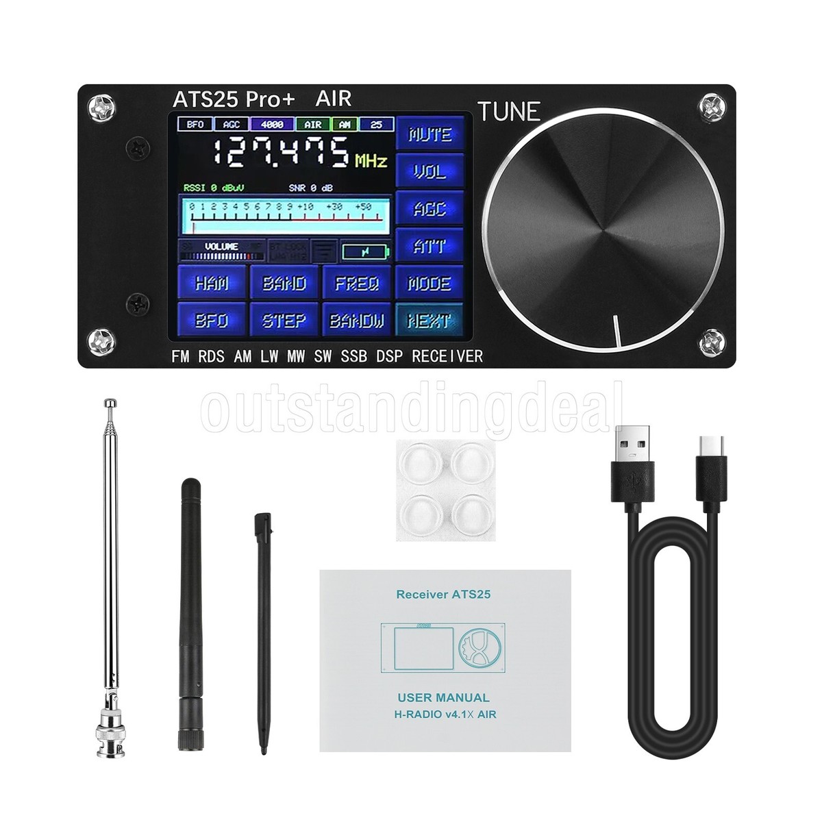 HAMGEEK ATS25 Pro+ FM SW SSB MW LW AIR SDR Receiver Aviation Band Receiver  os67