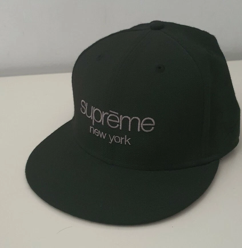 FW10 Supreme Klassisches Logo NEW ERA Schwarz Hut Kappe Größe 7 5/8 Sehr Selten