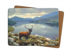 Stag Lake Table Mat | Julian Friers, Wildlife, Placemat, Cork-backed