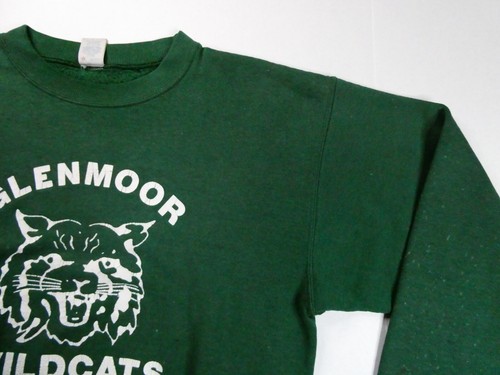 Suéter de cuello redondo vintage Glenmoor Wildcats verde soffe, talla mediana (M) - Imagen 6 de 15