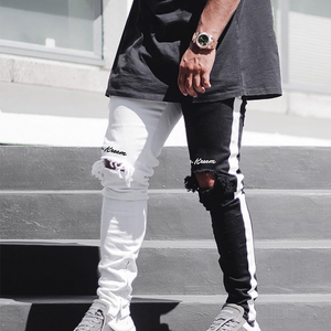 men's slim straight ripped jeans