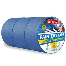 XFasten Blue Painters Tape 540 Feet 3 Inch X 60 Yards 3-Pack Wide Painters ...