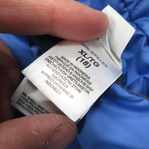 The North Face Jacket Girls XL 18 Blue Green Puffer Reversible Hooded Full Zip - Picture 13 of 24