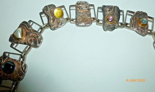 RARA collana perle pietre preziose Michie McConnell argento sterling 925 e oro 22k - Foto 9 di 20