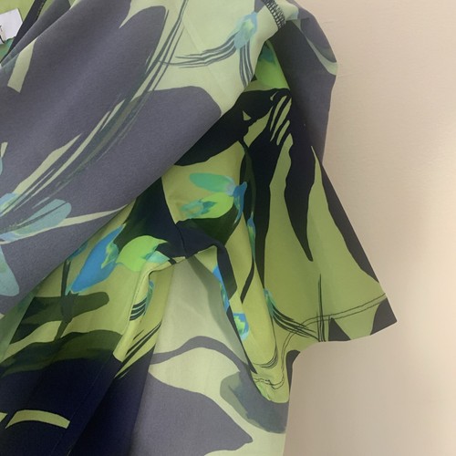 Green and Navy Floral Co-ord Half Sleeve Ruched Front - Picture 8 of 12