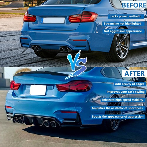 For BMW F80 M3 F82 F83 M4 Carbon FIber 3PC V-Style Rear Bumper Diffuser 2015~20 - Imagen 4 de 14
