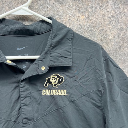 Nike Polo Shirt Men Large Adult Black Boulder University Colorado Buffaloes Snap - Picture 10 of 13