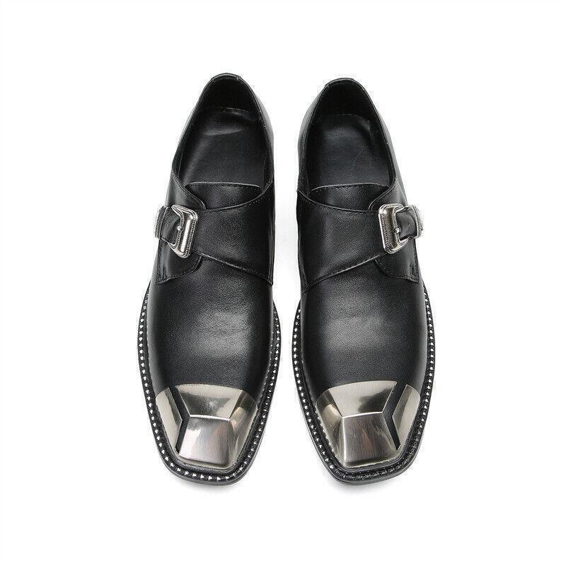 SAOLA Scarpe uomo punta quadrata fibbia pelle clubwear casual festa abito Oxford