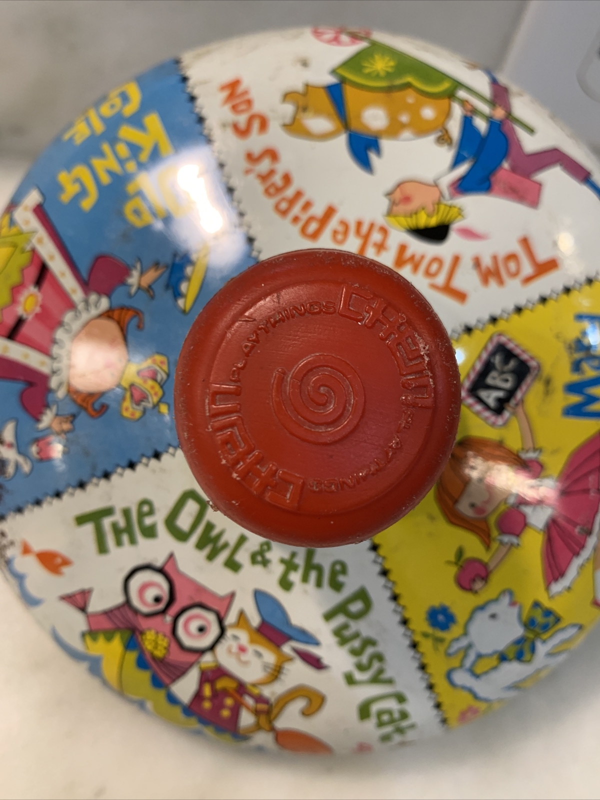 Vintage J CHEIN Tin Litho Spinning Top Nursery Rhyme eBay