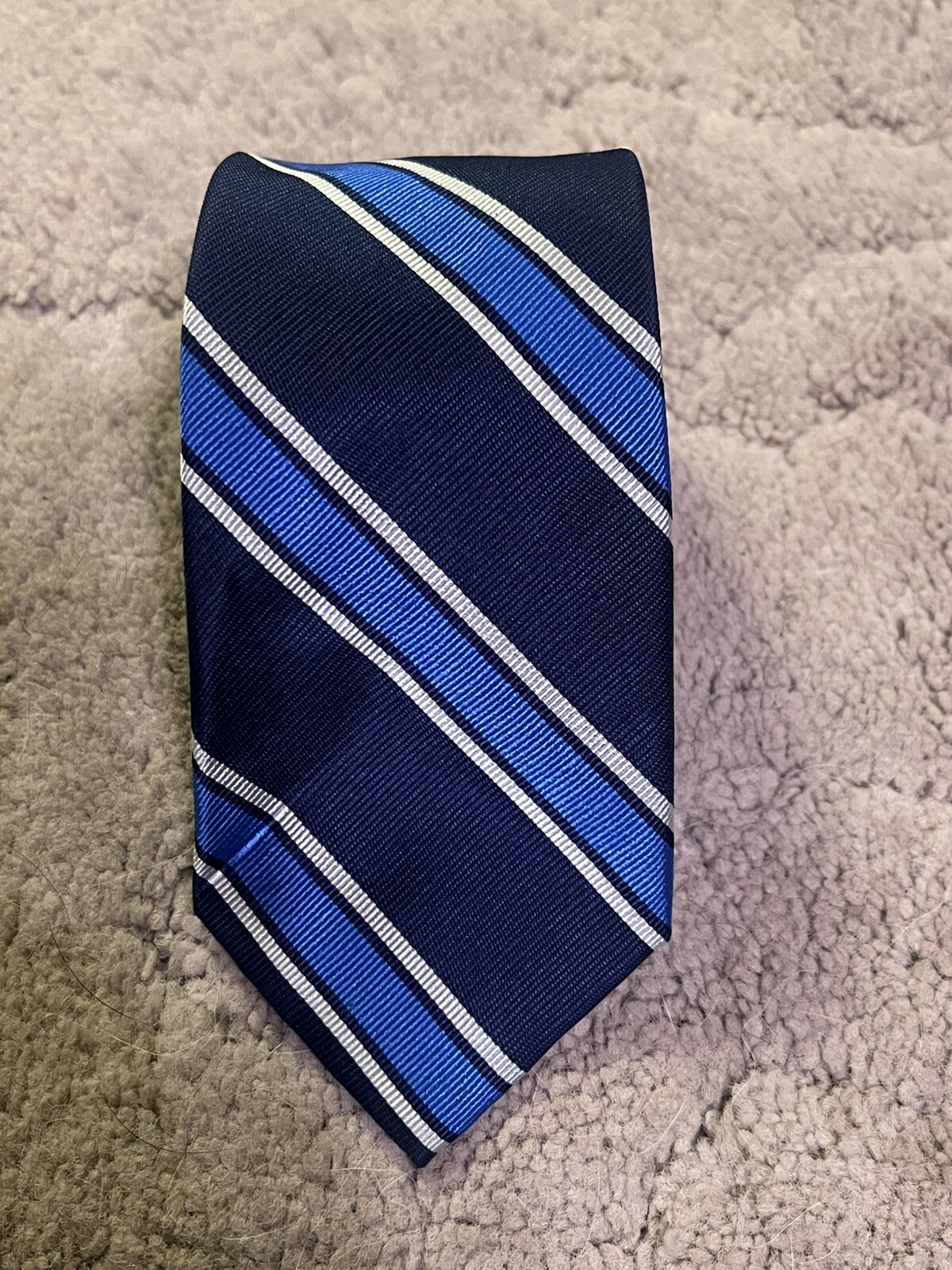 Tommy Hilfiger Men's Blue Silk Classic Stripe Tie 3 1/8 Width