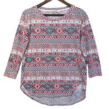 Fresh Produce Women Top Size XS Multicolor Geometric 100% Cotton USA Made Boho
