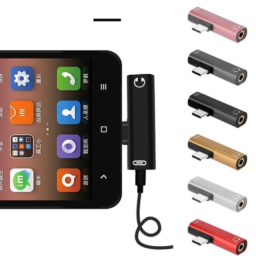 2 in 1 USB C Typ-C auf 3,5 mm Klinke AUX Kopfhörer Konverter AQ0 S6T1