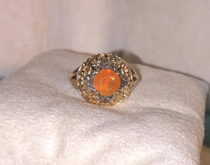 Victoria Wieck HSN 18k Yellow Gold /Sterling Silver Sunrise Fire Opal Ring - Image 2 of 4