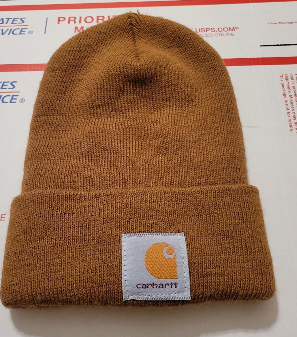 Carhartt Hat Men's Thick Cuffed Knit Beanie Made In USA Iconic Brown