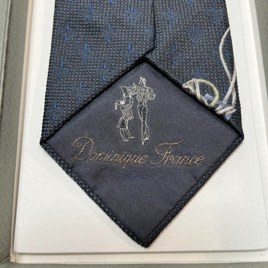 Dominique France Tie Dark Navy Coeur de Soie Silk 100% Men's