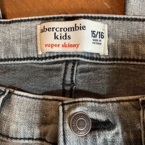 Abercrombie Kids Super Skinny Jeans Boys 15/16 Grey Stretch - Picture 7 of 7