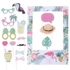  16pcs Tropical Hawaiian Summer Theme Photo Frame Photo Booth Set Frame Picture