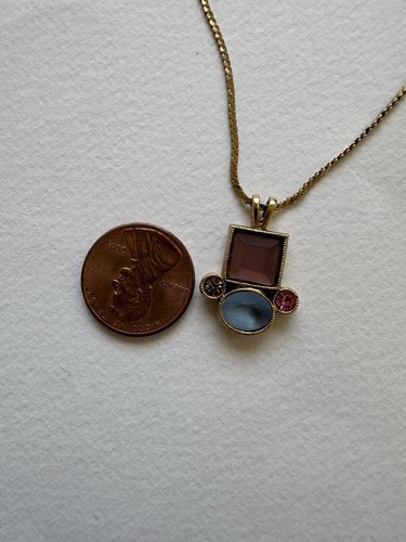 Vintage Halskette mit goldfarbenem Anhänger Marke 1928 bunt Modeschmuck - Bild 8 von 8
