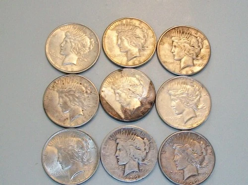 (9)  some BU COND. POST 1921 PEACE Silver Dollars, 3 Different Dates, Nice Mix