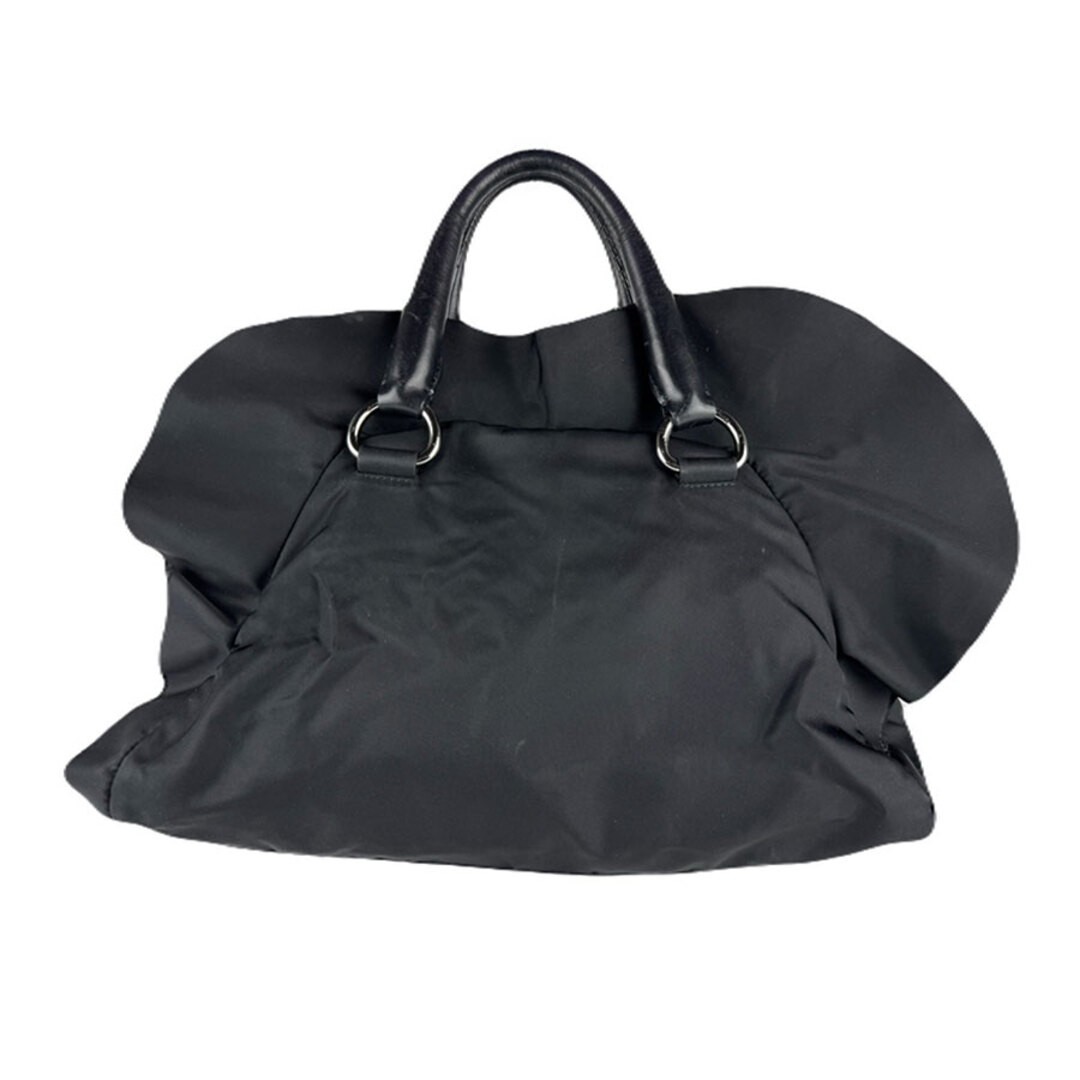 PRADA handbag nylon leather black silver women s  used z7938 thumbnail 3