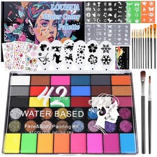 42 Colors Face Painting Kit for Kids, Professional Water Activated FacePaint ...