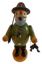 Chasseur d'oiseaux allemand en bois 7" avec fusil fumoir d'encens - RARE