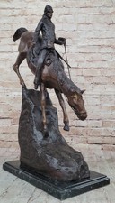 Main Frederic Remington Bronze Sculpture ," Mountain Homme ", Solide Marbre Base