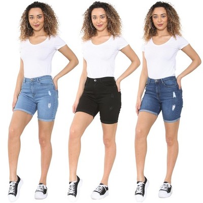 Enzo Damenshorts Denim zerrissen Baumwolle Stretch Damen Sommer Strand Hotpants UK