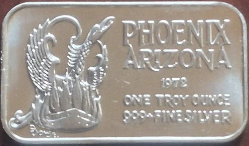 1972 Letcher Mint Phoenix, Arizona 1 oz .999 Fine Silver Bar, Mintage: 400