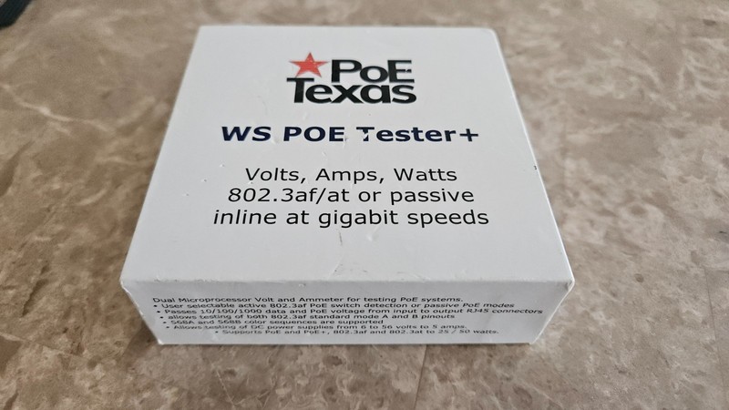 Gigabit inline PoE tester and detector. POE Texas