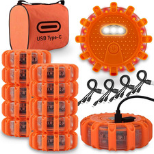 Rechargeable LED Road Flares Emergency Lights with Magnetic Base 12 PACK