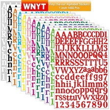 1455 Pieces12 Sheets Letter Stickers Self-Adhesive Vinyl Letter Alphabet Numb...