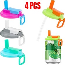 4PCS Reusable Silicone Can Lids with Straws Leak Proof Soda Can Covers