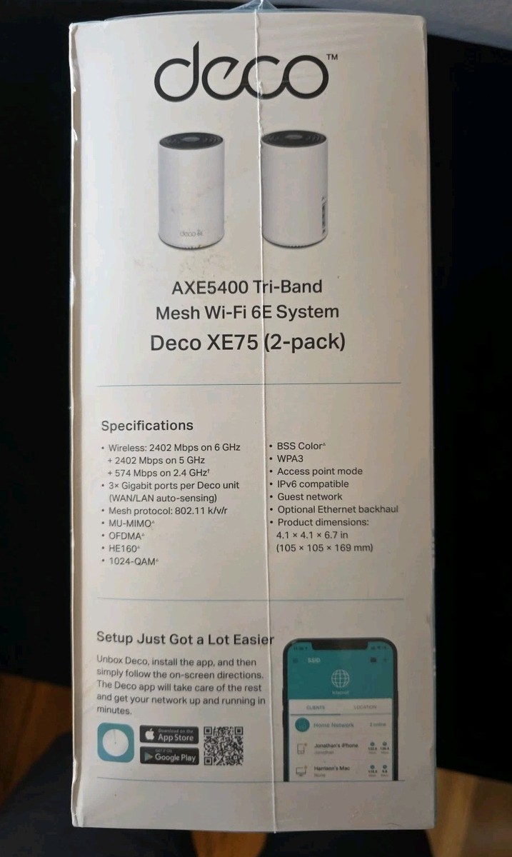 TP-LINK Deco XE75 AXE5400 Wi-Fi 6E Router Mesh System - White (2