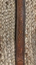 Holy-grail 70’s TEX TAN of Yoakum, Texas hand-tooled belt-Covered Wagon-Longhorn