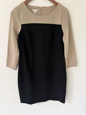 Talbots Womens Sheath Dress Size 4 Brown Black Zip Back Career Color Block