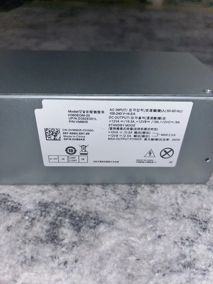 L360EGM-00 H360EGM-00 for Dell 3050 7050 3660 3667 3669 3668 360W Power Supply - Image 2 of 3