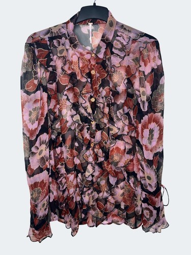 Blusa Free People Tilly Volantes Frontales Estampado Floral Manga Larga Bohemia Grande - Imagen 19 de 19