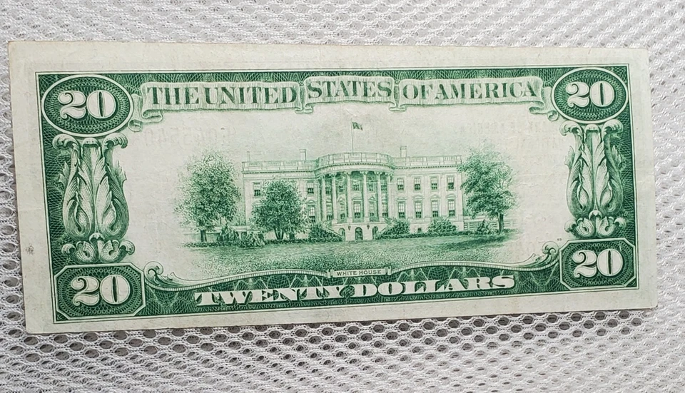 Billete de 20 dólares 1929 moneda nacional sello marrón serie radar de San Francisco, CA # Foto 2 de 4