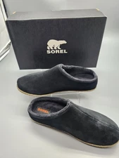 Sorel Youth Falcon Ridge II Slippers Black Suede Size 7 Y / 39 EU – Warm Fleece