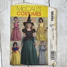 McCalls Sewing Pattern 5494 Costume Dress Witch Princess Girl 7-14 Uncut Vintage