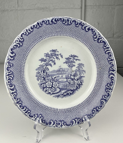 Antique Rorstrand Purple Transferware Lila Spet Plate Lilac Lace 9.5" Sweden B