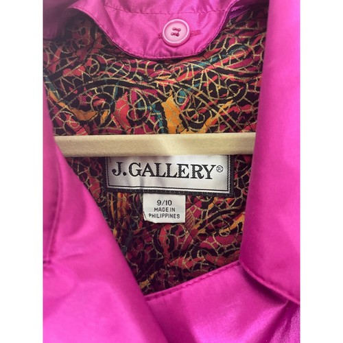 Vintage J. Gabardina Gallery Magenta púrpura lluvia talla 9/10 años 80 90 con cinturón - Imagen 3 de 8
