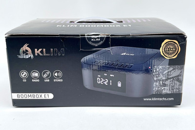 Klim Portable Rechargeable Boombox E1 With CD Case & Digital Display - Black