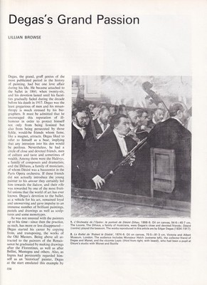DEGAS'S GRAND PASSION; BALLET. AN UNCOMMON ORIGINAL ARTICLE FROM APOLLO, INTERNA