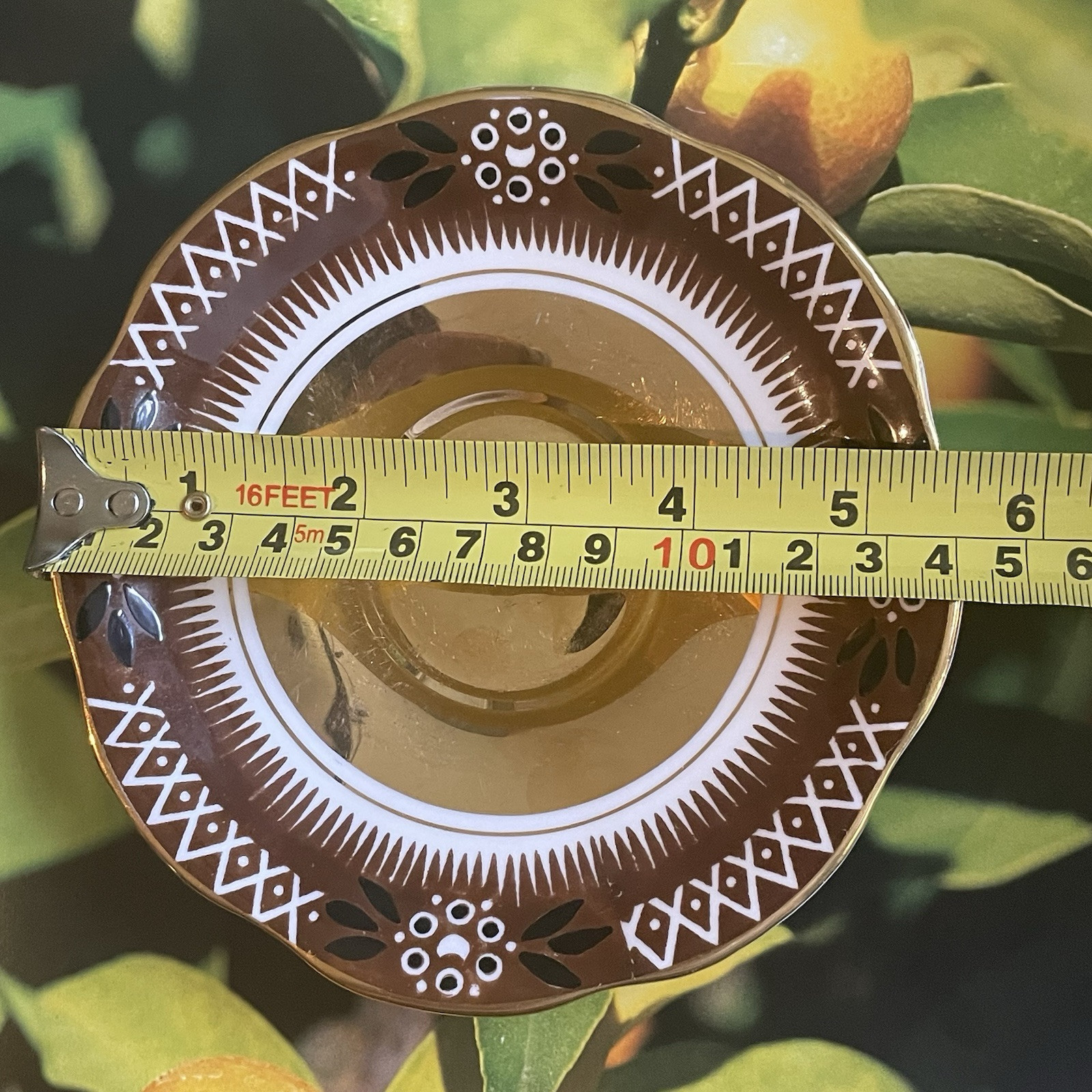 Rosina Bone China Hand Painted Brown & White Heavy Gold Cup & Saucer