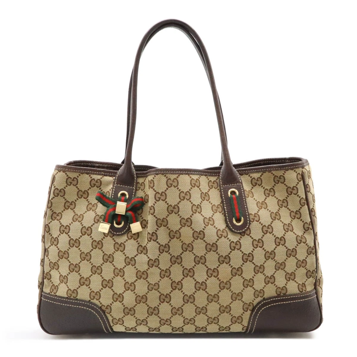 Sac fourre tout GUCCI GG toile ruban Princeline sac bandoulière cuir kaki beige Da